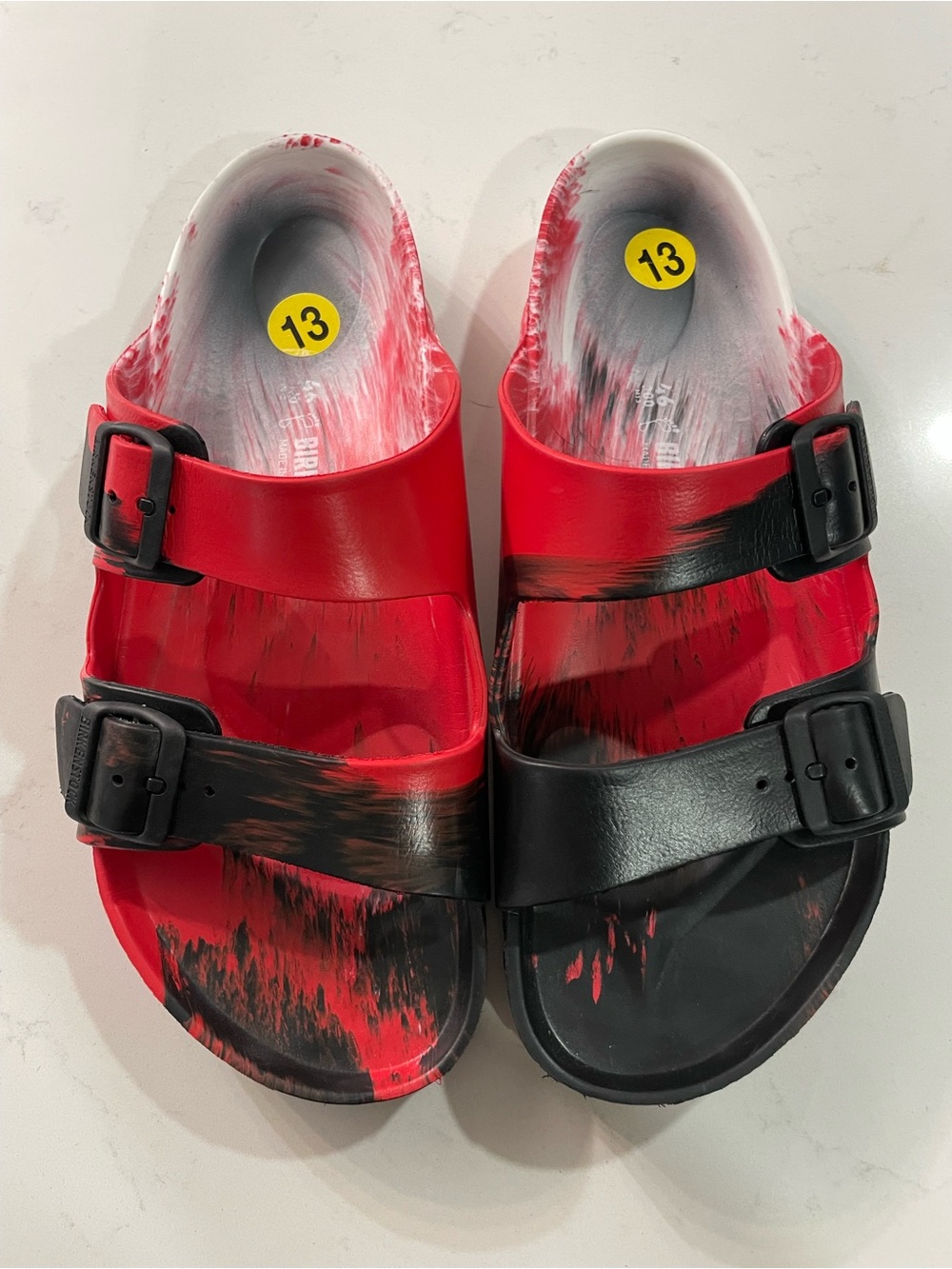 Birkenstock Arizona EVA Tie-Dye Red Black Sandals NEW Sz 13